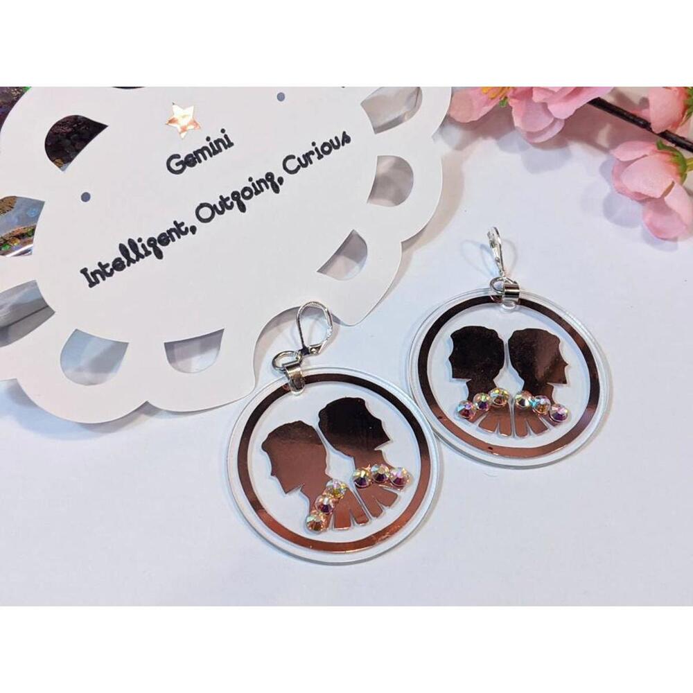 Gemini Earrings, Zodiac Earrings Dangle, Horoscope Gifts, Astrological Jewelry